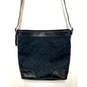 Coach Legacy Slim Duffle Signature Monogram Black Canvas Adjustable Shoulder Bag
